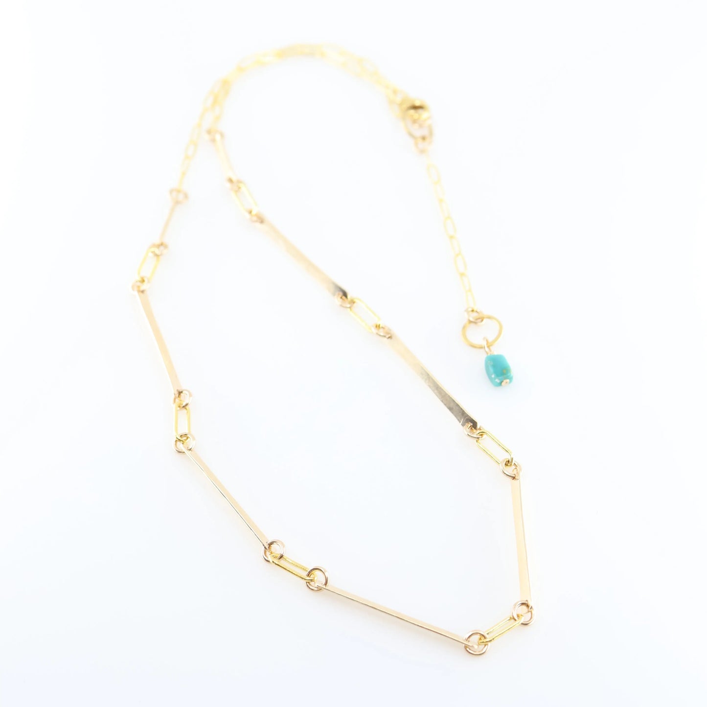 Hand Forged Bar Necklace with Rectangle Turquoise Accent J.Mills Studio