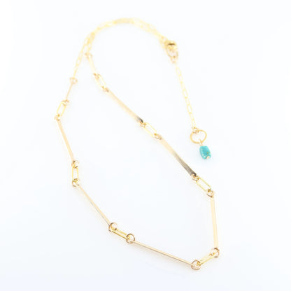 Hand Forged Bar Necklace with Rectangle Turquoise Accent J.Mills Studio