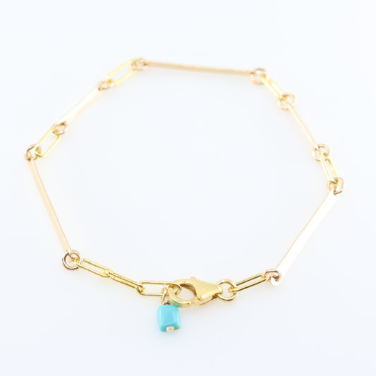 Forged Bar Bracelet with Turquoise J. Mills Studio