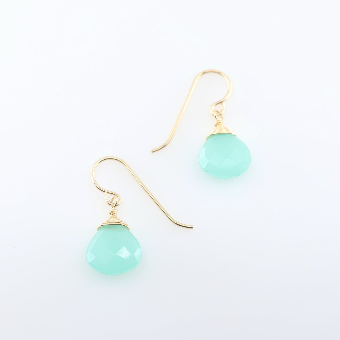 Dark Aqua Chalcedony Drop Earrings