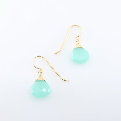 Dark Aqua Chalcedony Drop Earrings