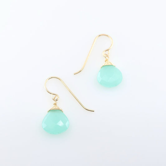 Dark Aqua Chalcedony Drop Earrings