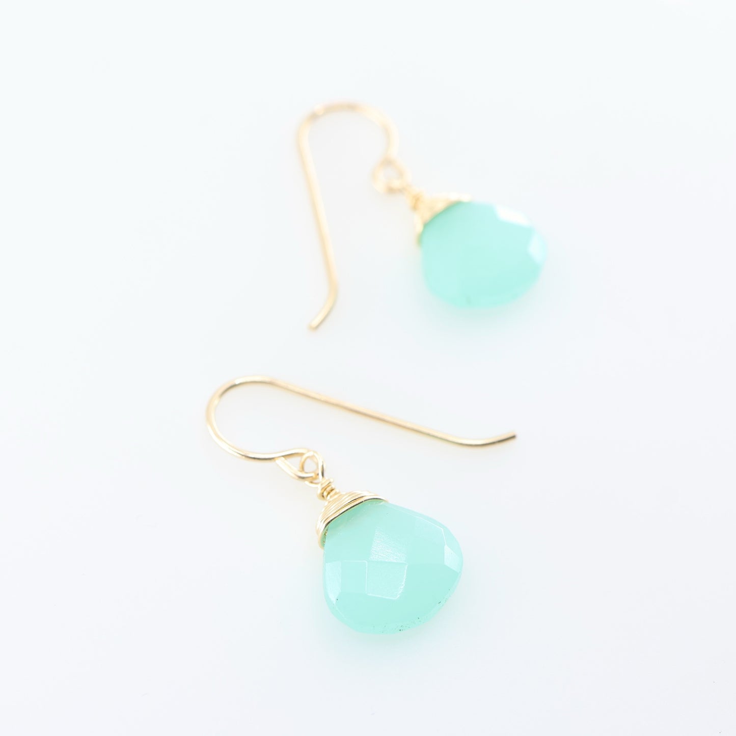 Dark Aqua Chalcedony Drop Earrings