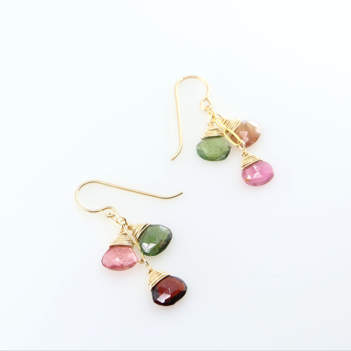 Watermelon Tourmaline 3-Drop Cascade Earrings