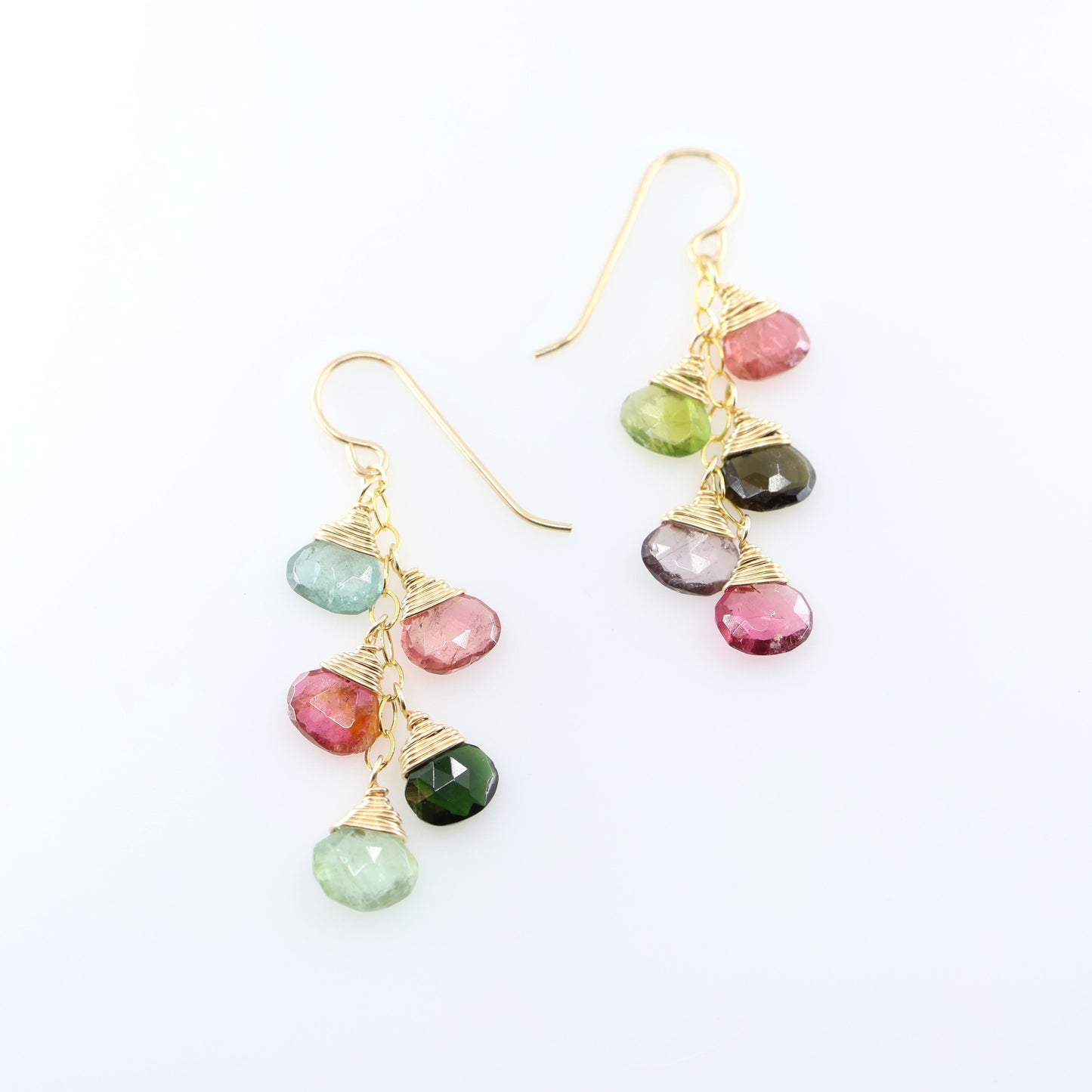 Watermelon Tourmaline 5-Drop Cascade Earrings