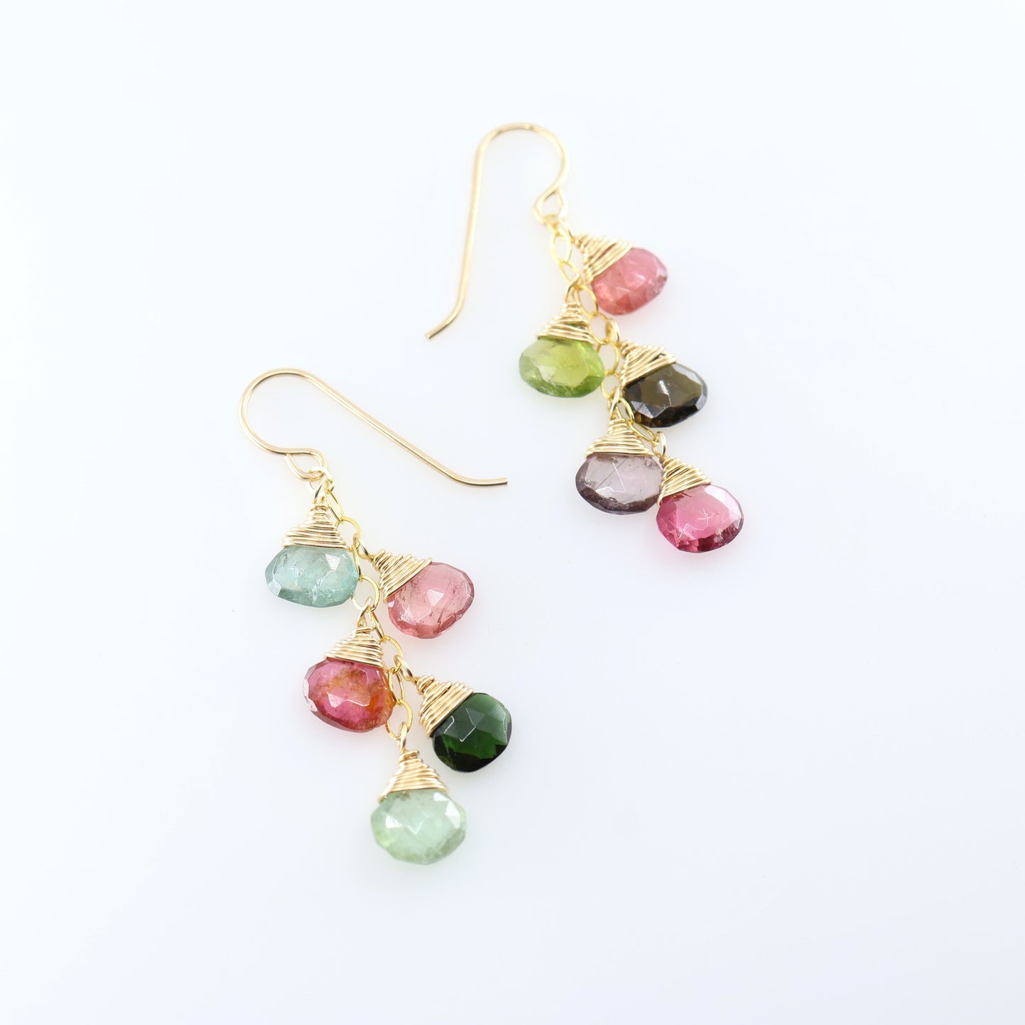 Watermelon Tourmaline 5-Drop Cascade Earrings