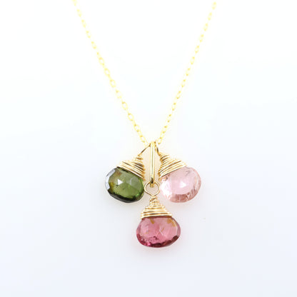 Triple Gemstone Necklace, Watermelon Tourmaline