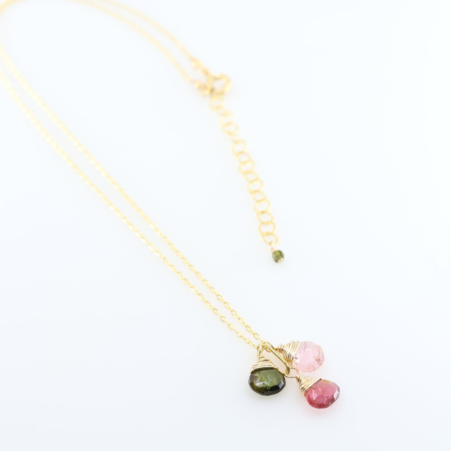 Triple Gemstone Necklace, Watermelon Tourmaline