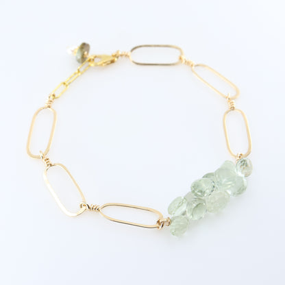 Green Amethyst and Forged Paperclip Link Bracelet