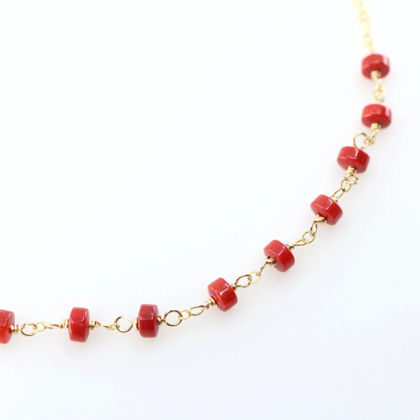 Tiny Gemstone Layering Necklace, Red Coral J.Mills Studio