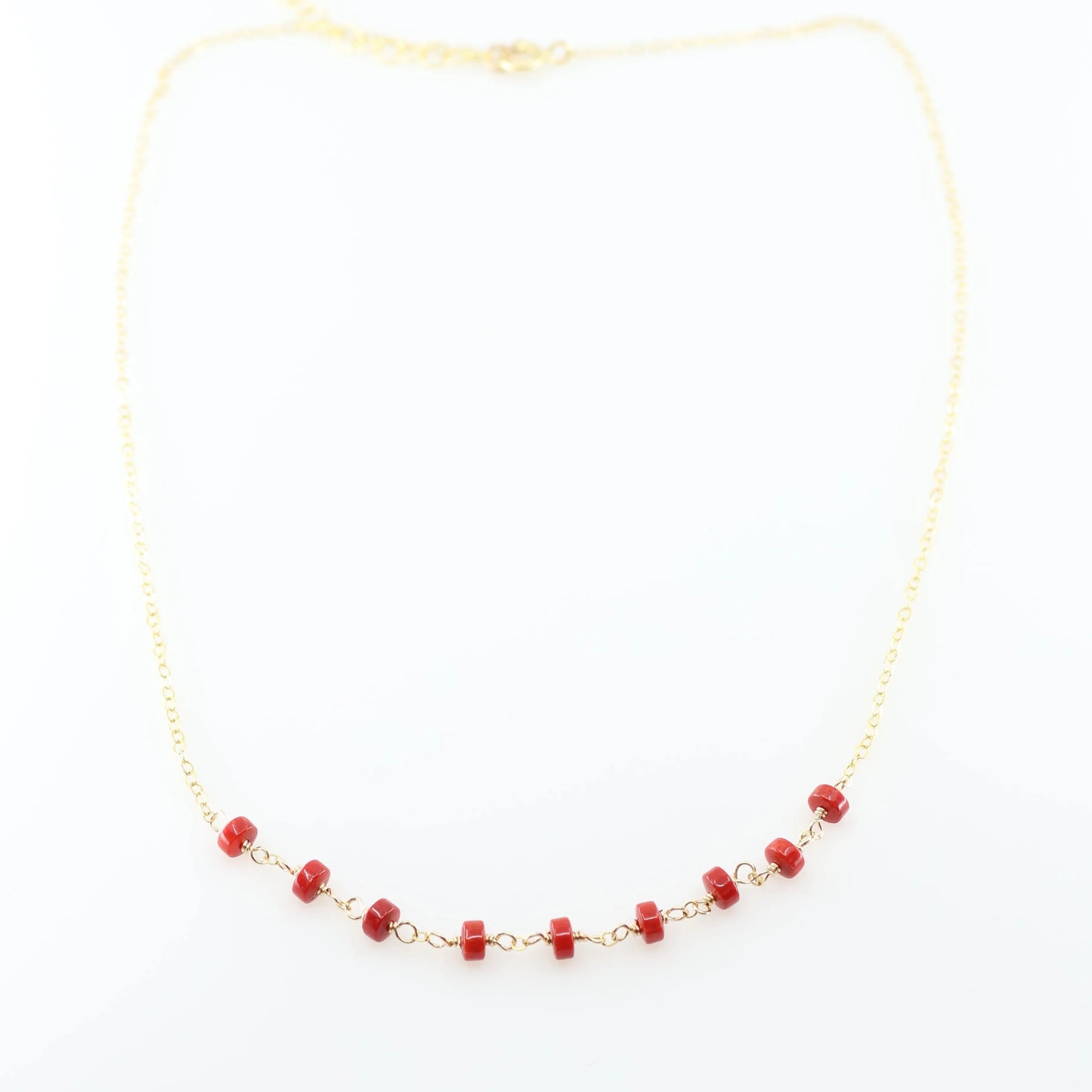 Tiny Gemstone Layering Necklace, Red Coral J.Mills Studio