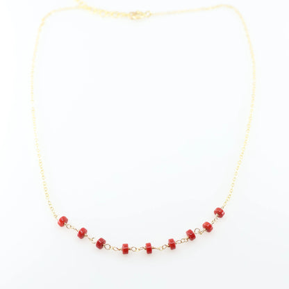 Tiny Gemstone Layering Necklace, Red Coral J.Mills Studio