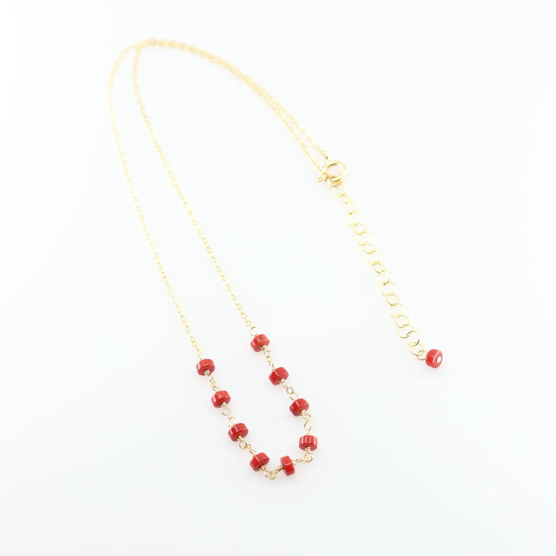 Tiny Gemstone Layering Necklace, Red Coral J.Mills Studio