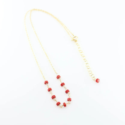 Tiny Gemstone Layering Necklace, Red Coral J.Mills Studio