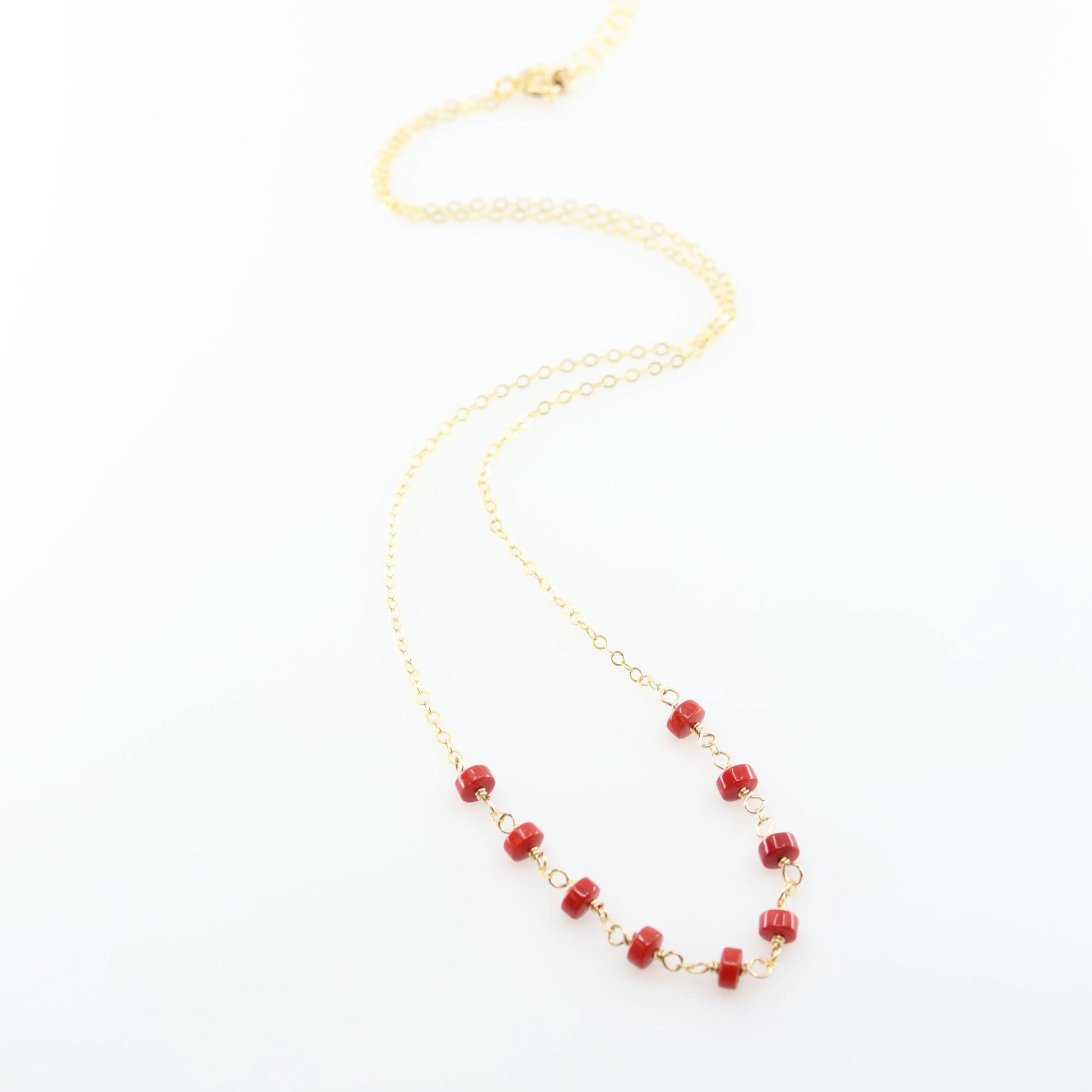 Tiny Gemstone Layering Necklace, Red Coral J.Mills Studio