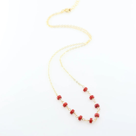 Tiny Gemstone Layering Necklace, Red Coral J.Mills Studio