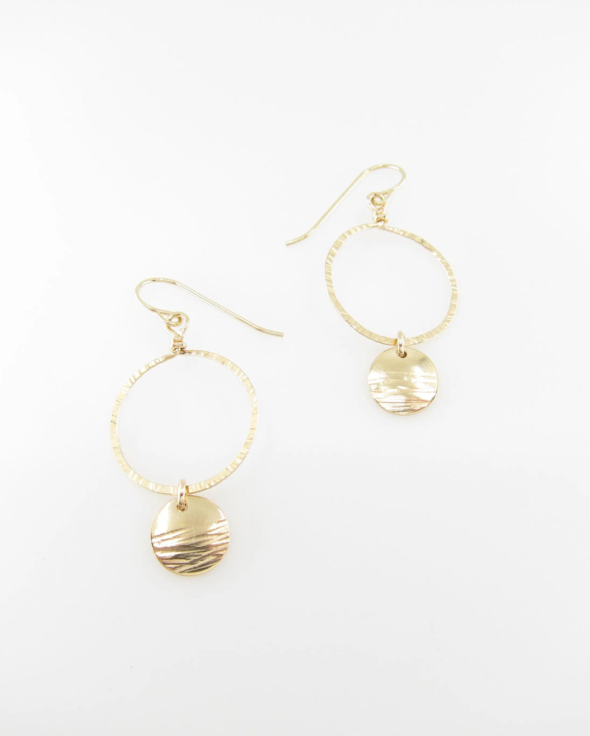 Hammer Textured Circle Earring with Horizon Disc J.Mills Studio