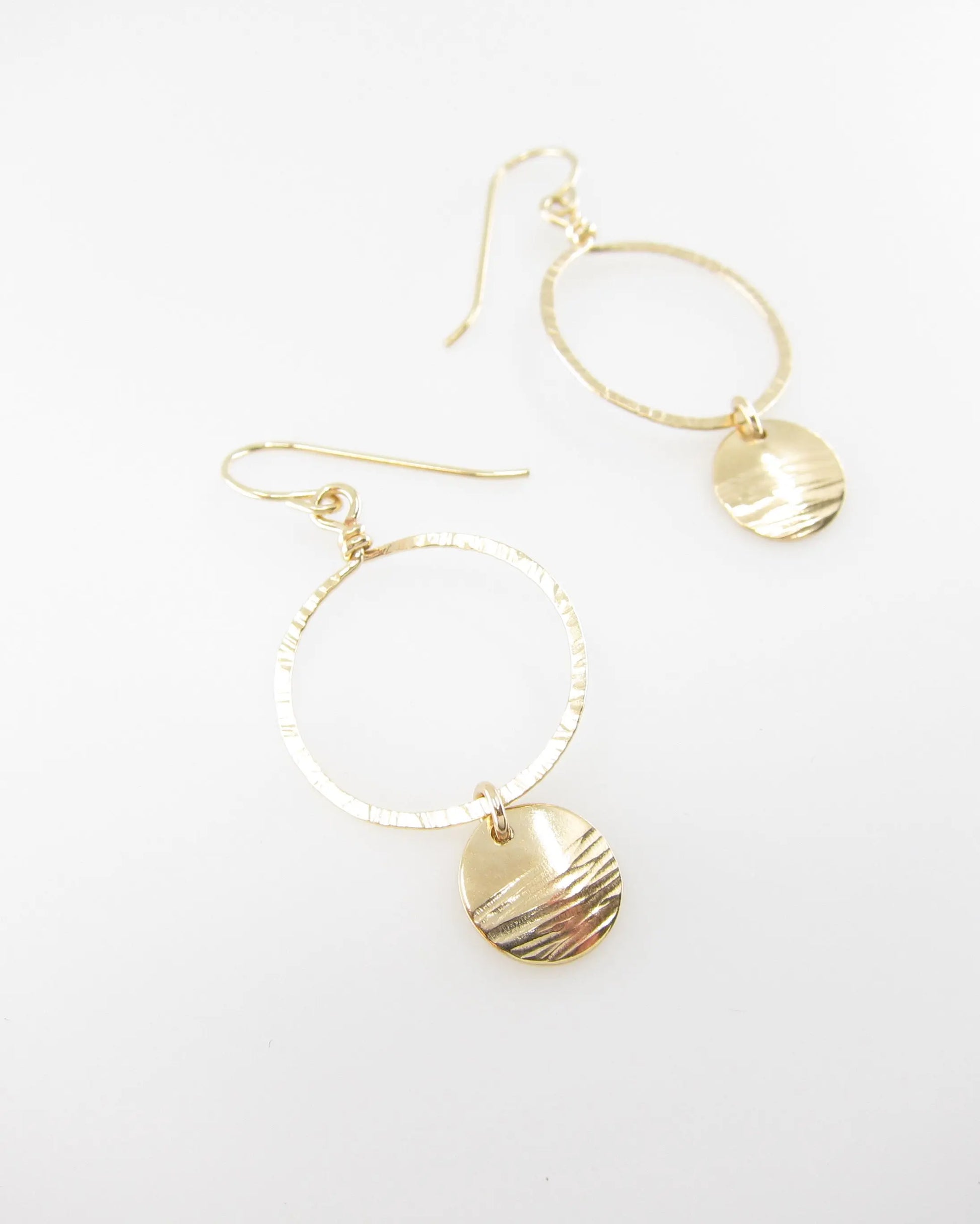 Hammer Textured Circle Earring with Horizon Disc J.Mills Studio