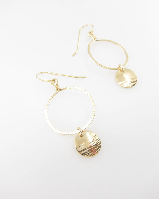 Hammer Textured Circle Earring with Horizon Disc J.Mills Studio