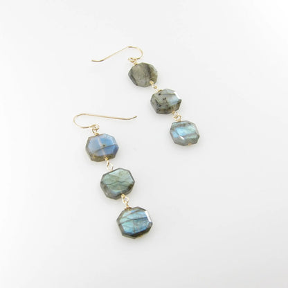 Triple Faceted Labradorite Earrings J.Mills Studio