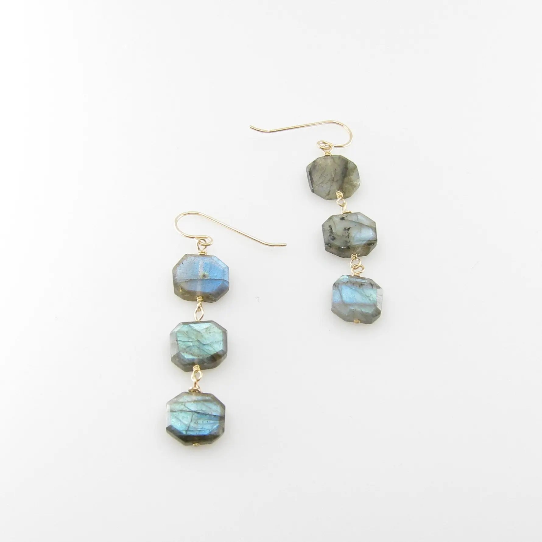 Triple Faceted Labradorite Earrings J.Mills Studio