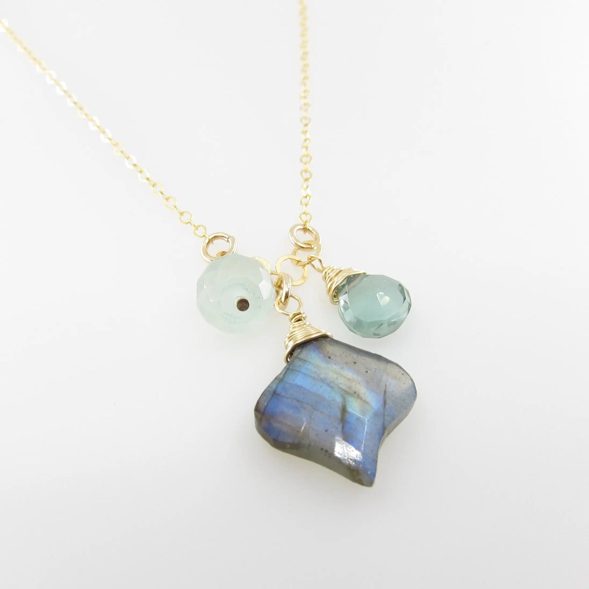 Small Gemstone Cascade Necklace with Labradorite J.Mills Studio