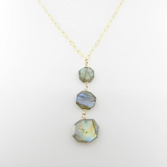 Labradorite Vertical Gemstone Slice Necklace J. Mills Studio