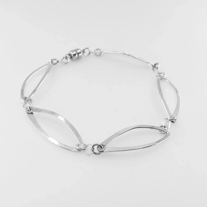 Hand Forged Marquis Link Bracelet with Magnetic Clasp J. Mills Studio
