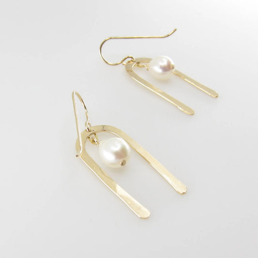 Small Arch Earring with Baby Baroque Pearl J.Mills Studio