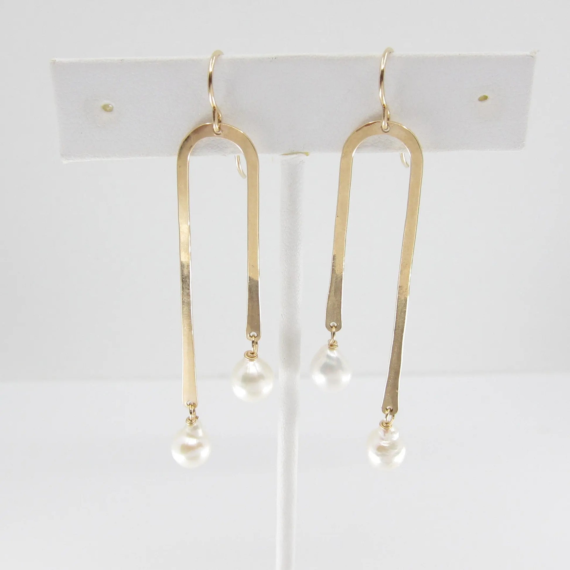 Forged Asymmetrical Arch Earring with Baby Baroque Pearl J.Mills Studio