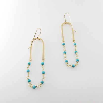 Forged Arch Earring with Turquoise Chain J.Mills Studio