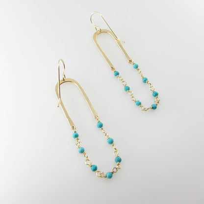 Forged Arch Earring with Turquoise Chain J.Mills Studio