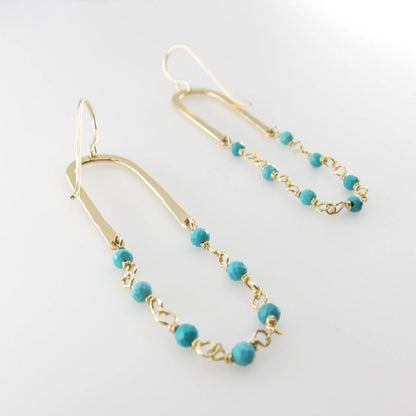 Forged Arch Earring with Turquoise Chain J.Mills Studio