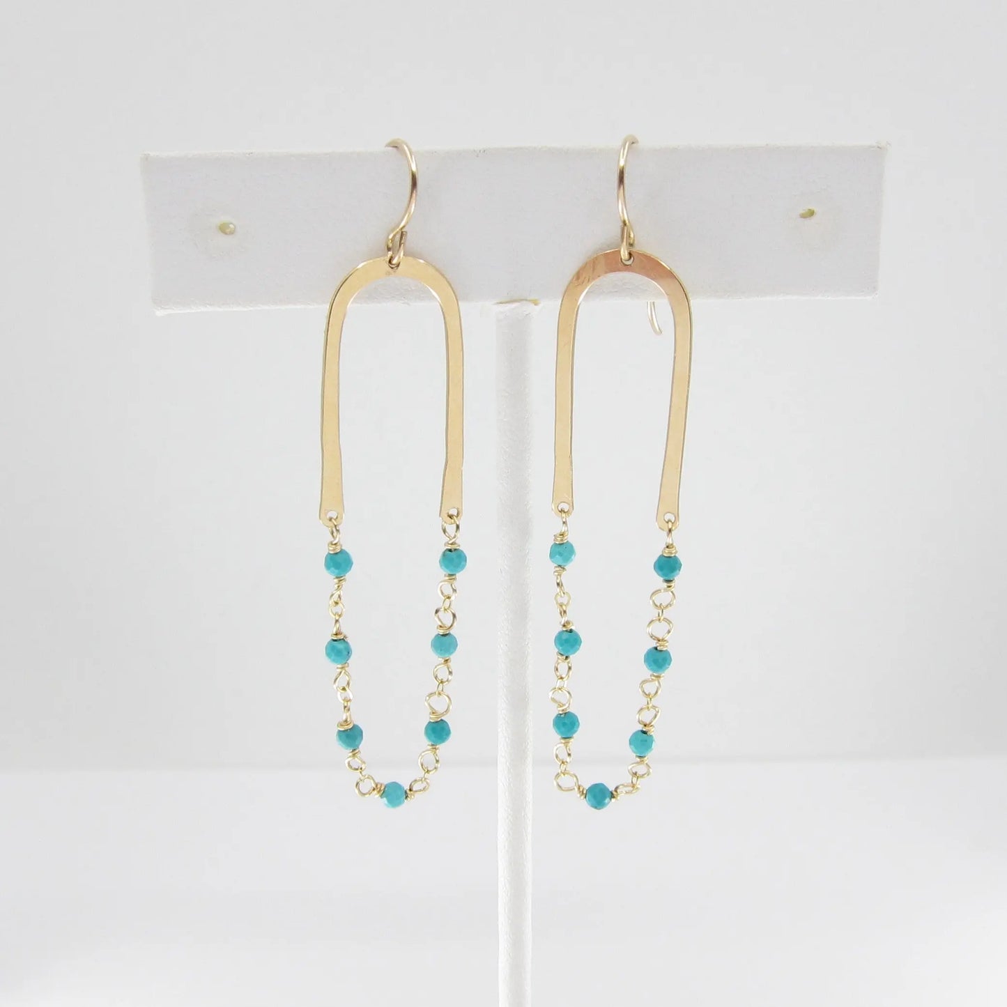 Forged Arch Earring with Turquoise Chain J.Mills Studio