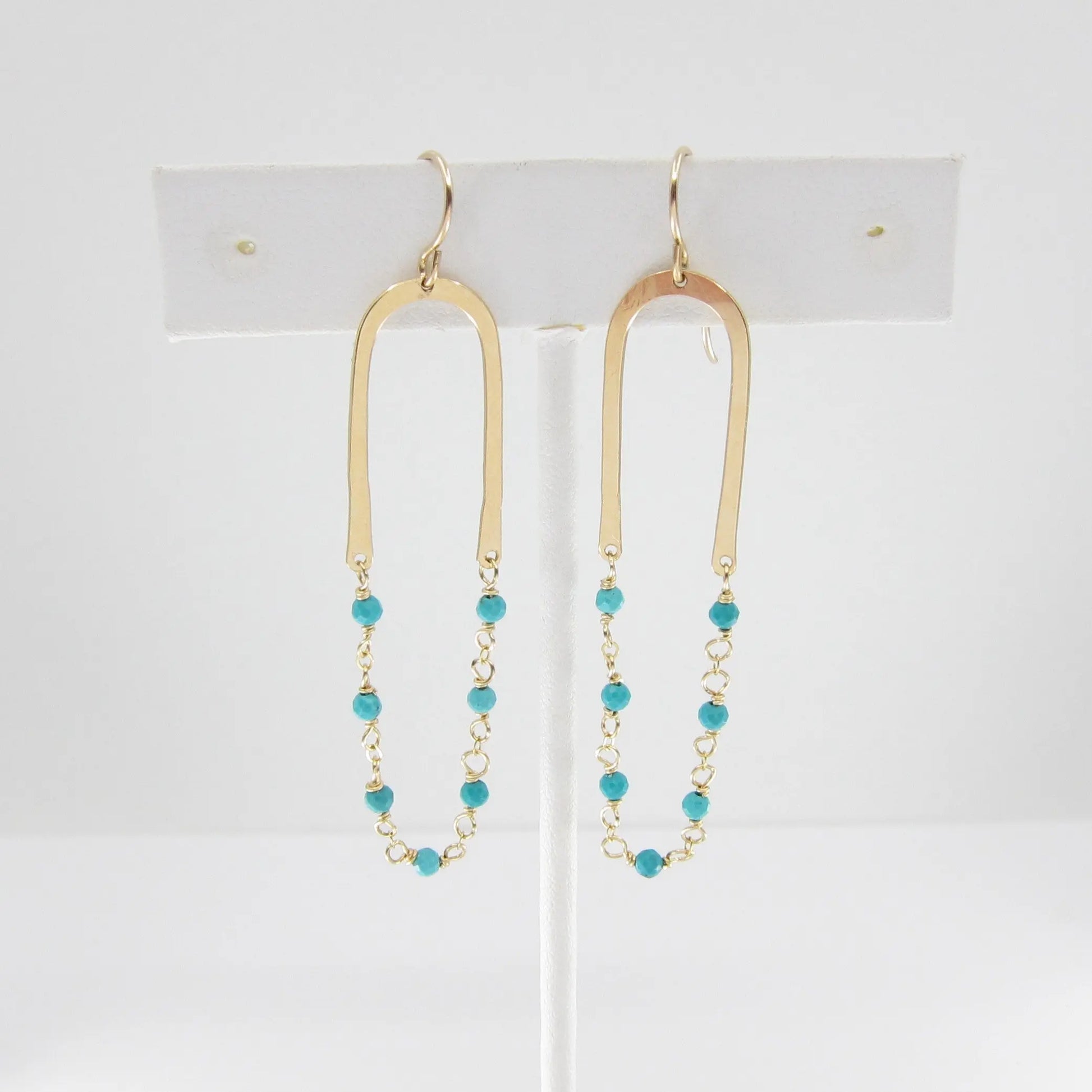 Forged Arch Earring with Turquoise Chain J.Mills Studio