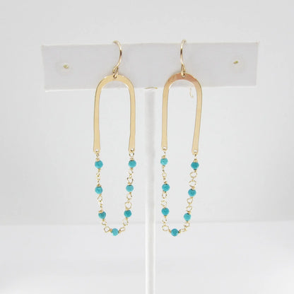 Forged Arch Earring with Turquoise Chain J.Mills Studio