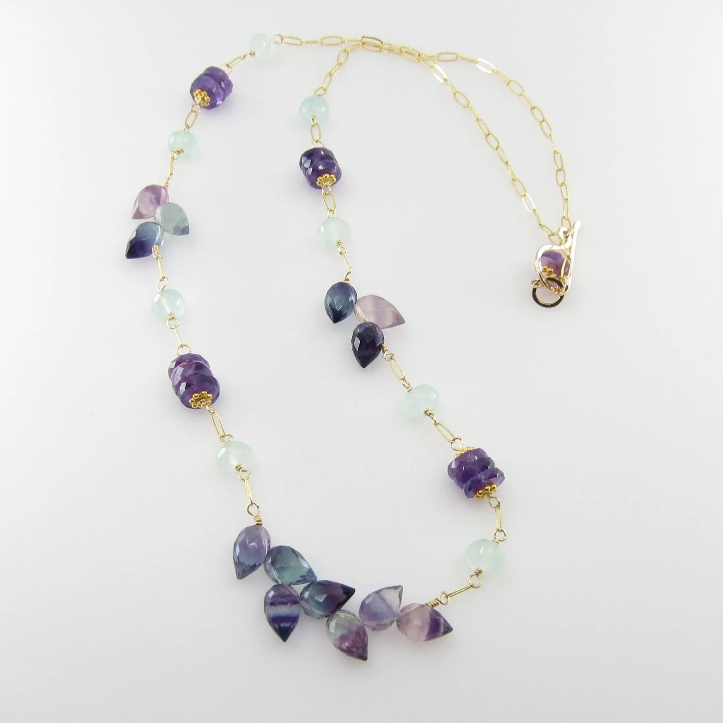 Rainbow Flourite, Amethyst and Indicolite Statement Necklace J.Mills Studio