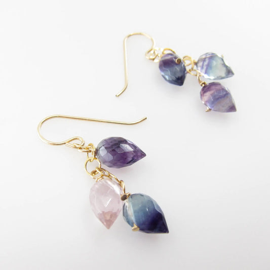 Rainbow Flourite Triple Drop Earrings J. Mills Studio