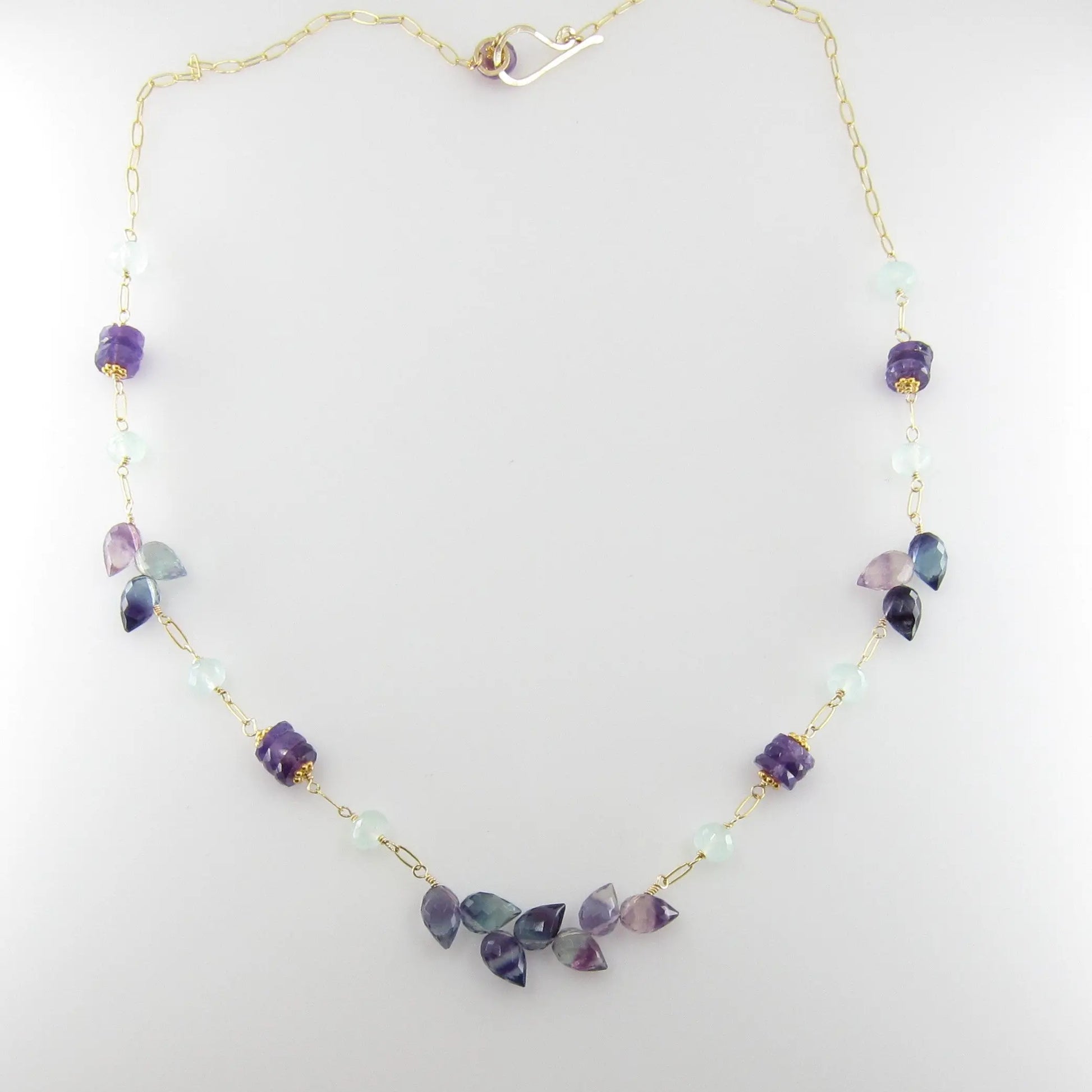 Rainbow Flourite, Amethyst and Indicolite Statement Necklace J.Mills Studio