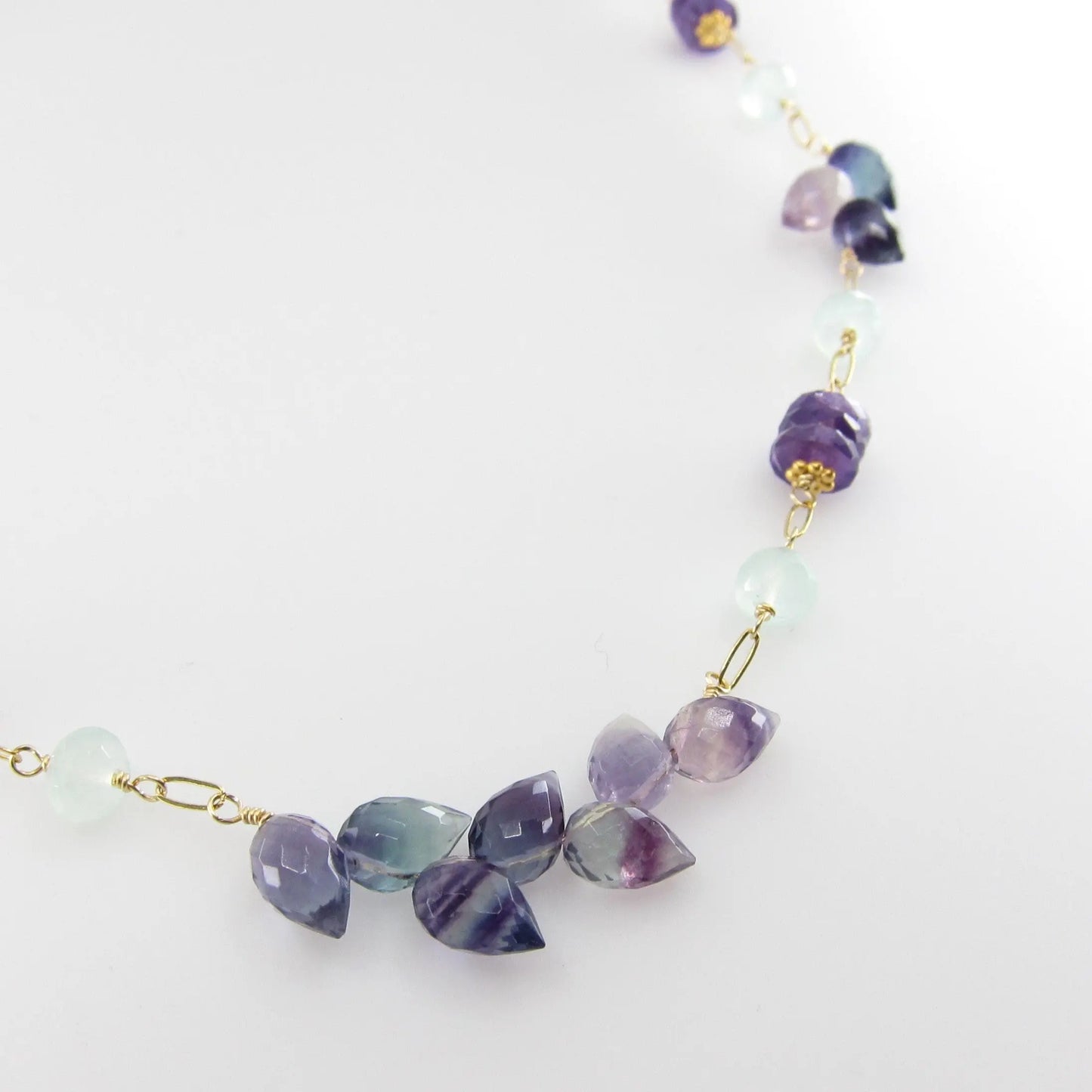 Rainbow Flourite, Amethyst and Indicolite Statement Necklace J.Mills Studio