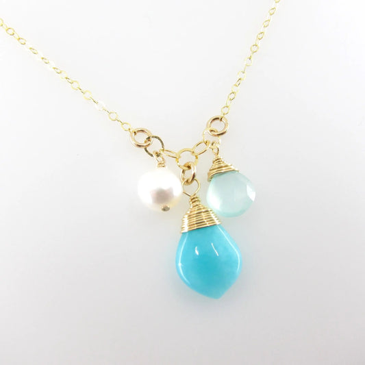 Small Gemstone Cascade Necklace with Amazonite J.Mills Studio