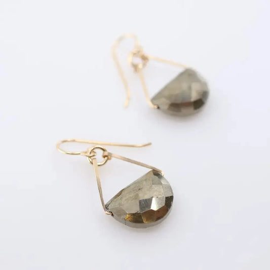 Forged Earrings with Half Moon Cut Gemstone, 5 stone options J.Mills Studio