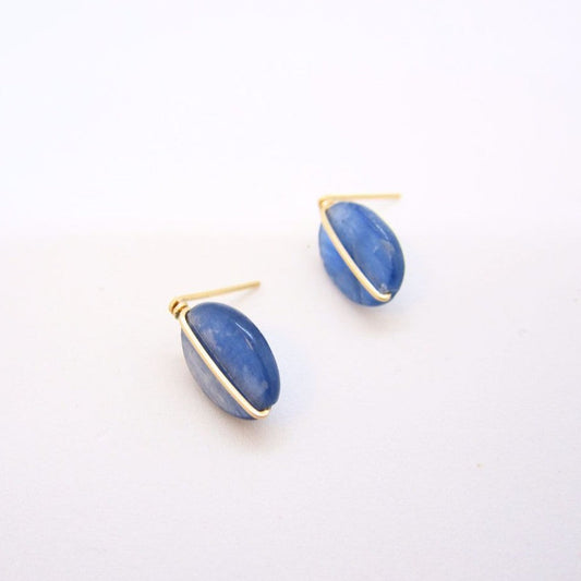 Kyanite Oval Stud Earrings with Forged Accent J.Mills Studio