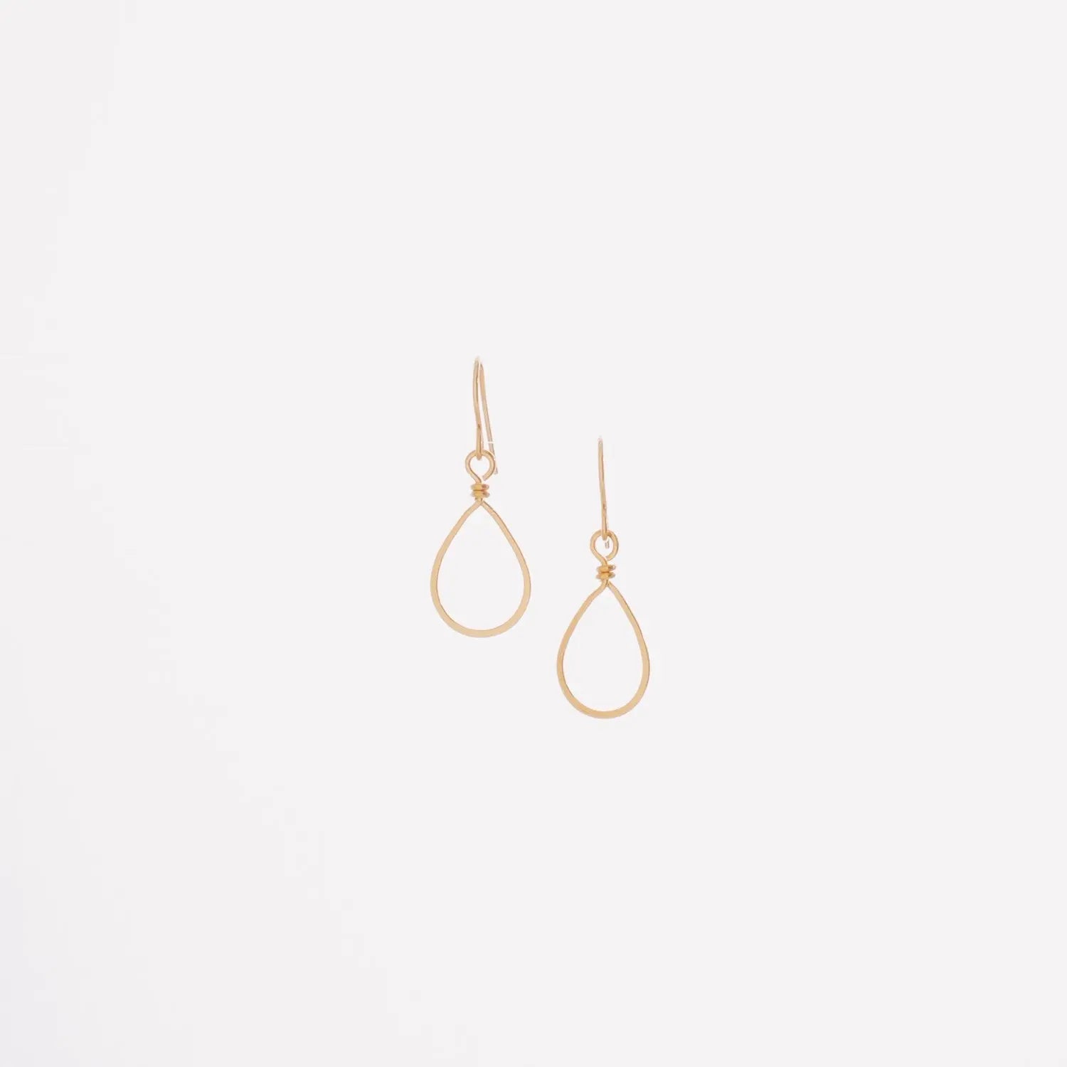 Small 14K Gold Forged Teardrop Earrings