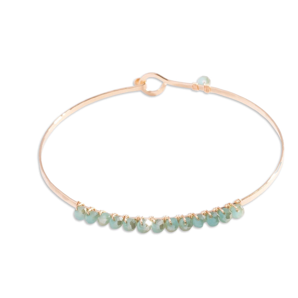Aqua Bead-wrapped Bangle Bracelet
