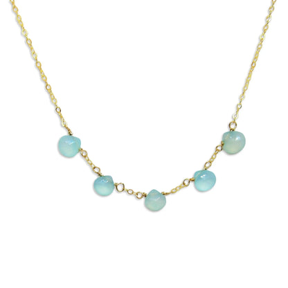 5 Drop Aqua Chalcedony Necklace