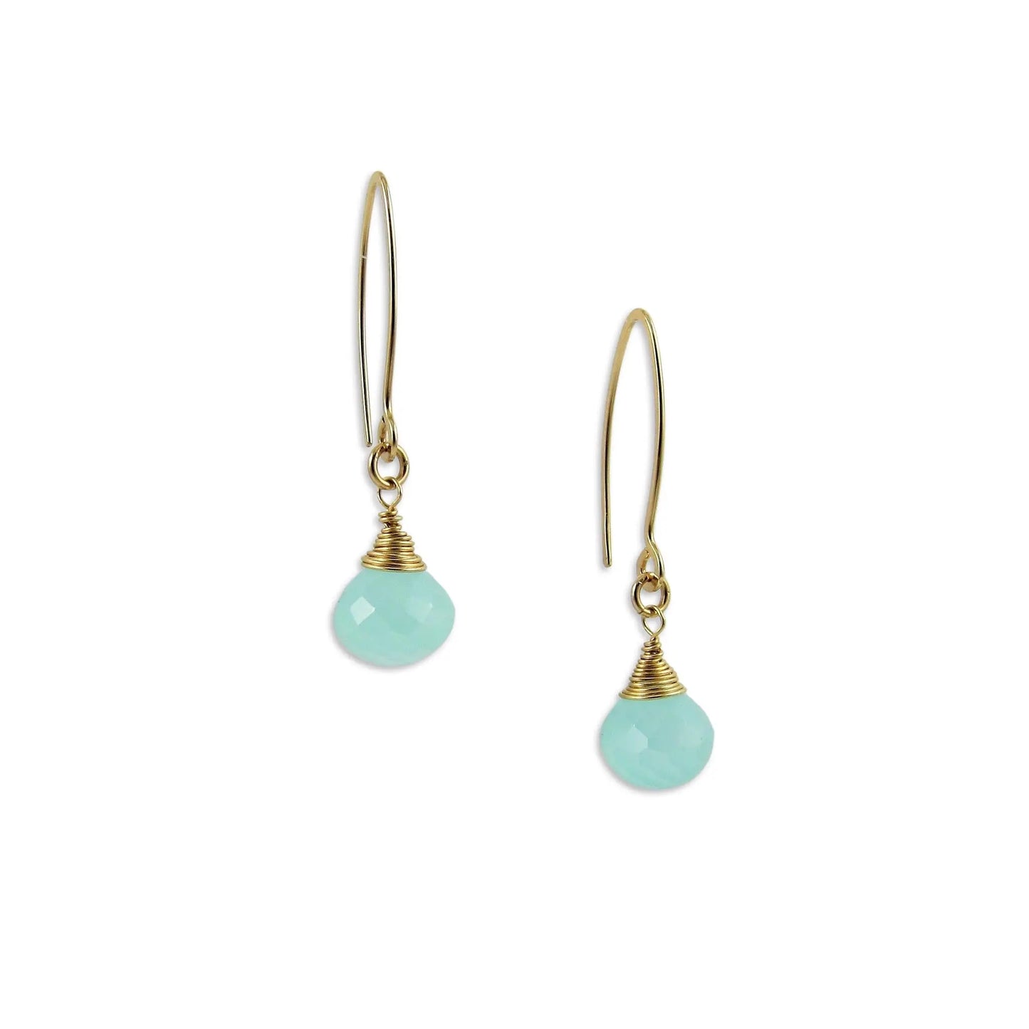 Aqua Chalcedony Briolette Earring