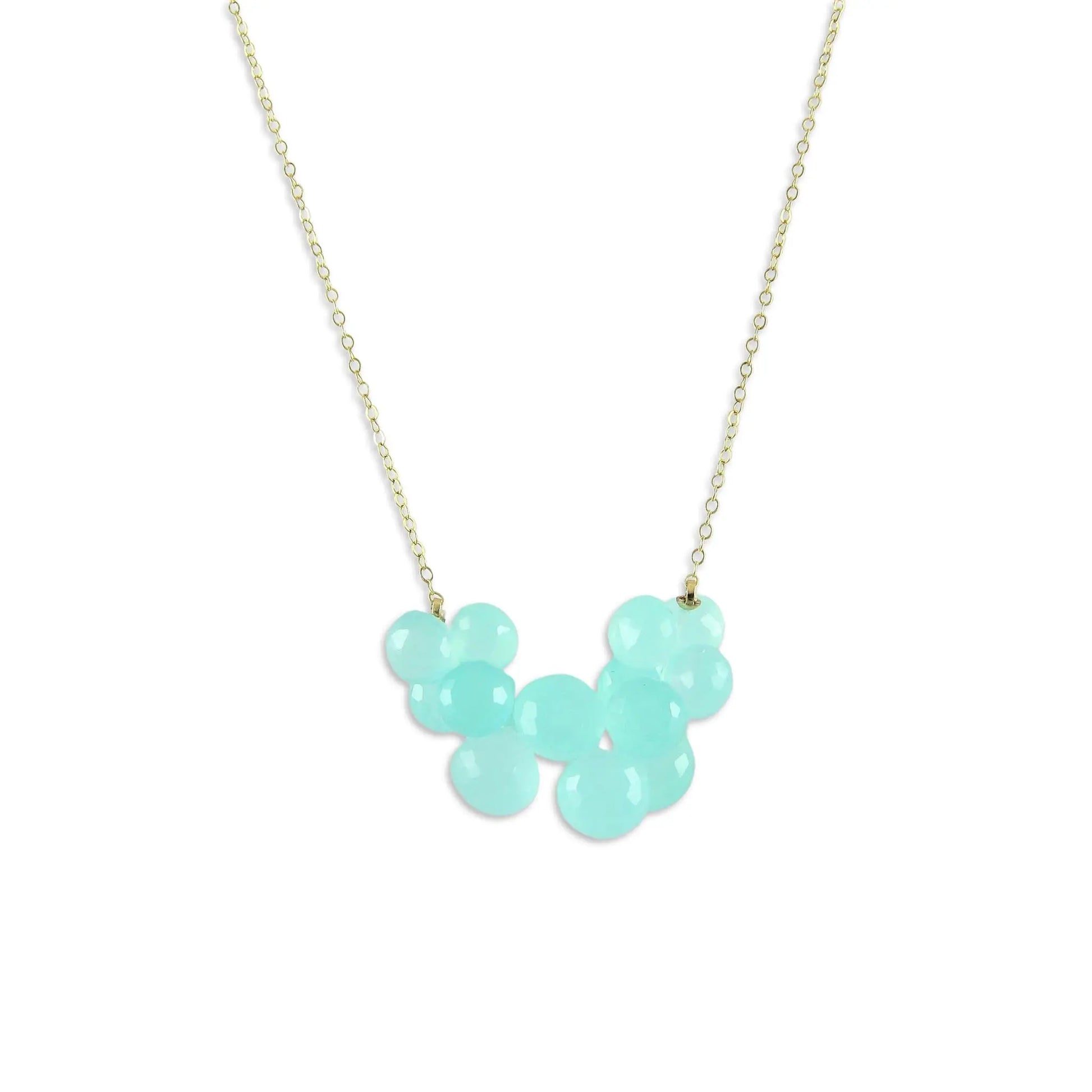 Aqua Chalcedony Cluster Necklace