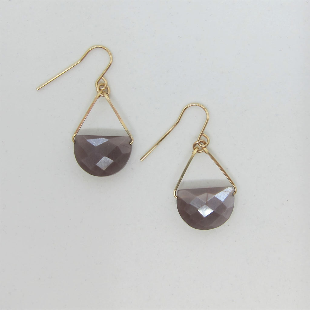 Forged Earrings with Chocolate Moonstone Drops