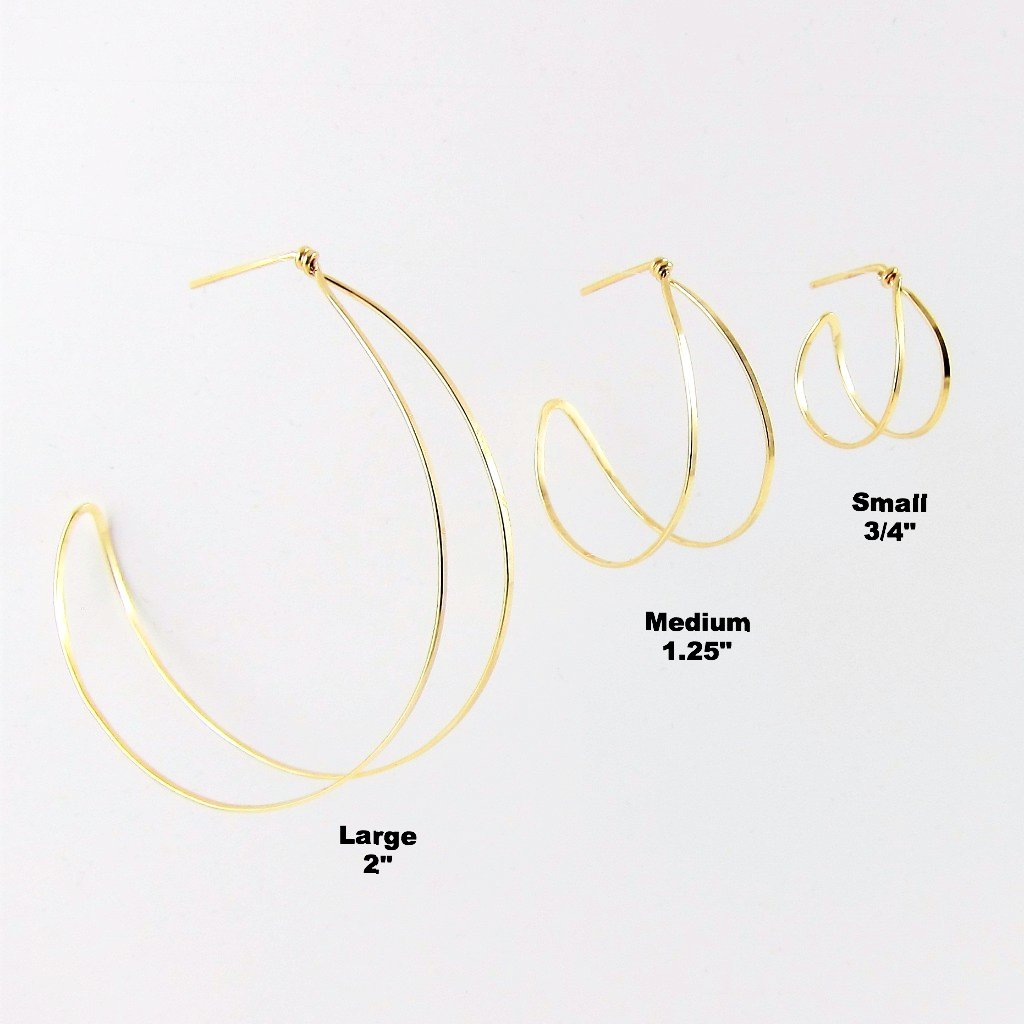Forged 14k Gold Filled Post Double Hoop Earrings-3 sizes